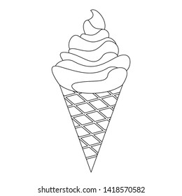 ice cream icon cartoon isolated in black and white vector illustration graphic design