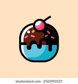 ice cream icon, cartoon vector illustration