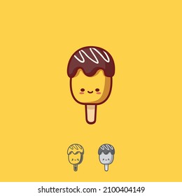 Ice Cream Icon Character with vector Illustration. Colorful, color variations, editable, and resizable.