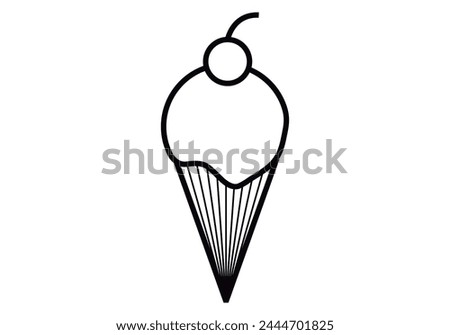Ice cream icon with cherry on white background.
