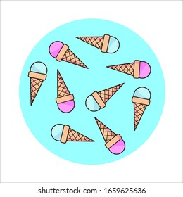 
Ice cream icon in a circle cup. Stock vector icon.