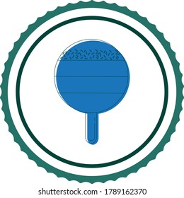 ice cream icon or circular palette with colorful nuggets in blue tone, white background with black lines