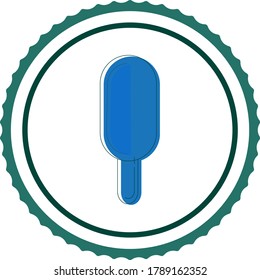 ice cream icon or circular popsicle with chocolate filling in blue tone, white background with black lines