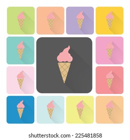 Ice cream Icon color set vector illustration.