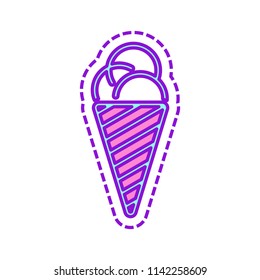 ice cream icon. Colored sketch with dotted border on white background