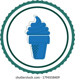 ice cream icon or cone with chocolate chip ice cream cream, white background with black lines