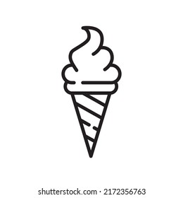 icono de helado con cono, línea simple moderna.