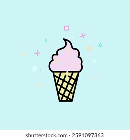 ice cream icon, cone. pop a sticker