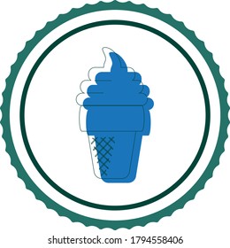 ice cream icon or cone with ice cream cream, white background with black lines