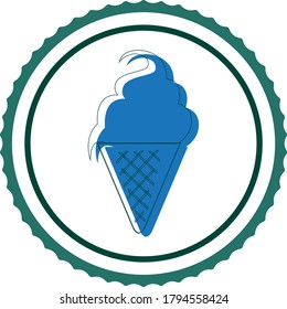 ice cream icon or cone with ice cream cream, white background with black lines