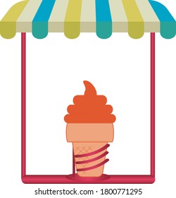 ice cream icon or cone with ice cream cream. white background with frame