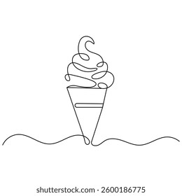 Ice cream  icon   continuous one line drawing of outline vector illustration 
