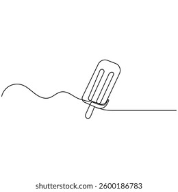Ice cream  icon   continuous one line drawing of outline vector illustration 