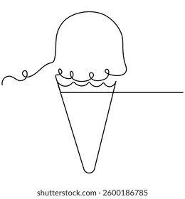 Ice cream  icon   continuous one line drawing of outline vector illustration 