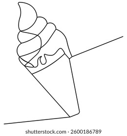 Ice cream  icon   continuous one line drawing of outline vector illustration 