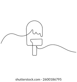 Ice cream  icon   continuous one line drawing of outline vector illustration 