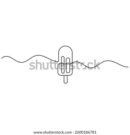 Ice cream  icon   continuous one line drawing of outline vector illustration 
