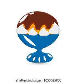 Ice cream icon covered with chocolate in a vase