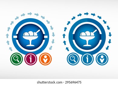 Ice cream icon and creative design elements. Flat design concept.