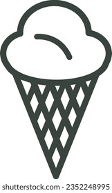 Ice cream icon design on white background. Logo illustration for business purposes. White and black ice cream outline. Cute minimalist food icon illustration