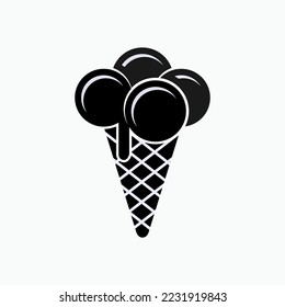 Ice Cream Icon. Dessert, Food. Symbol of Soft Frozen Food Made with Sweetened and Flavored Milk Fat.