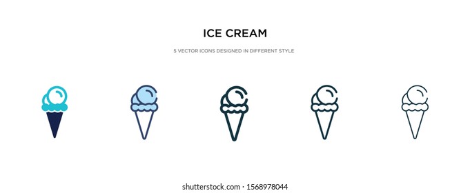ice cream icon in different style vector illustration. two colored and black ice cream vector icons designed in filled, outline, line and stroke style can be used for web, mobile, ui