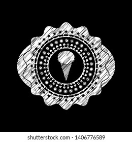 ice cream icon drawn chalk emblem, retro style, chalk or chalkboard texture