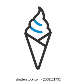 Ice Cream Icon. Editable Bold Outline With Color Fill Design. Vector Illustration.