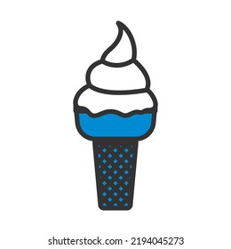 Ice Cream Icon. Editable Bold Outline With Color Fill Design. Vector Illustration.