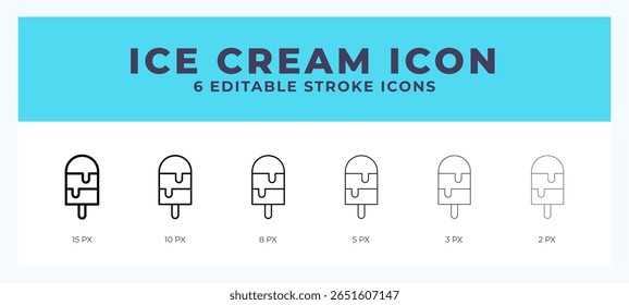 Ice cream icon. Editable stroke line icon vector illustration.