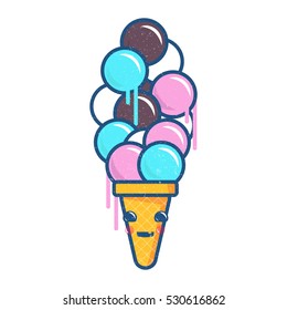 Ice Cream icon face smiling vector sticker