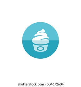 Ice cream icon in flat color circle style. Delicious sweet chocolate flavor