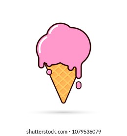 Ice Cream icon, flat design template, vector illustration