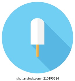 Ice cream icon. Flat design style modern vector illustration. Isolated on stylish color background. Flat long shadow icon. Elements in flat design.