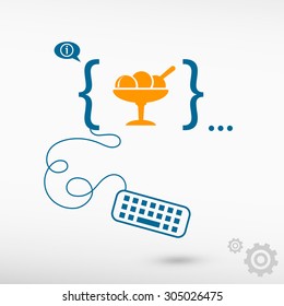 Ice cream icon and flat design elements. Design concept icons for application development, web design, creative process.