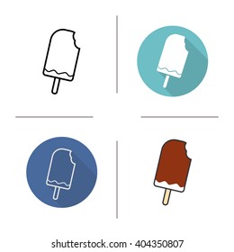 Ice cream icon. Flat design, linear and color styles. Icecream isolated vector illustrations