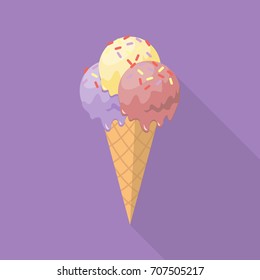 Ice cream Icon Flat Design Long Shadow
