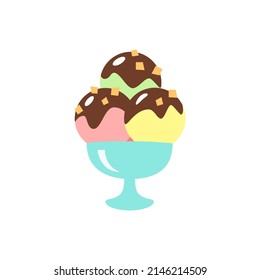 Ice cream icon. Flat illustration of a cap with ice cream on a white background. Vector 10 EPS.
