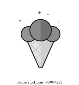 Ice cream icon in flat outlined grayscale style. Vector illustration.