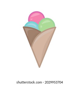 Ice cream icon. Flat pictogram for web. Line stroke. Simple symbol isolated on white background. Outline vector eps10