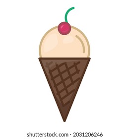 Ice cream icon. Flat pictogram for web. Line stroke. Simple symbol isolated on white background. Outline vector eps10