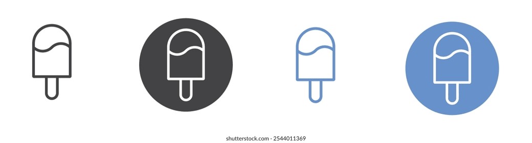Eiscreme-Icon Flaches Set in schwarz-weißer Farbe