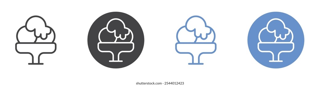 Ice cream icon Flat set in black and white color