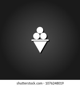 Ice Cream icon flat. Simple White pictogram on black background with shadow. Vector illustration symbol