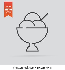 Ice cream icon in flat style isolated on grey background. For your design, logo. Vector illustration.
