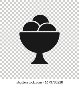 Ice cream icon in flat style. Sundae vector illustration on white isolated background. Sorbet dessert business concept.