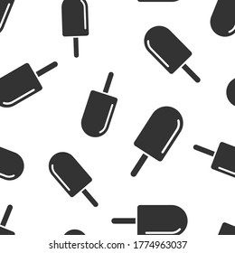 Ice cream icon in flat style. Sundae vector illustration on white isolated background. Sorbet dessert seamless pattern business concept.
