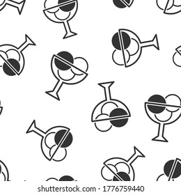 Ice cream icon in flat style. Sundae vector illustration on white isolated background. Sorbet dessert seamless pattern business concept.