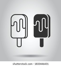 Ice cream icon in flat style. Sundae vector illustration on white isolated background. Sorbet dessert business concept.