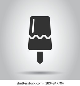 Ice cream icon in flat style. Sundae vector illustration on white isolated background. Sorbet dessert business concept.